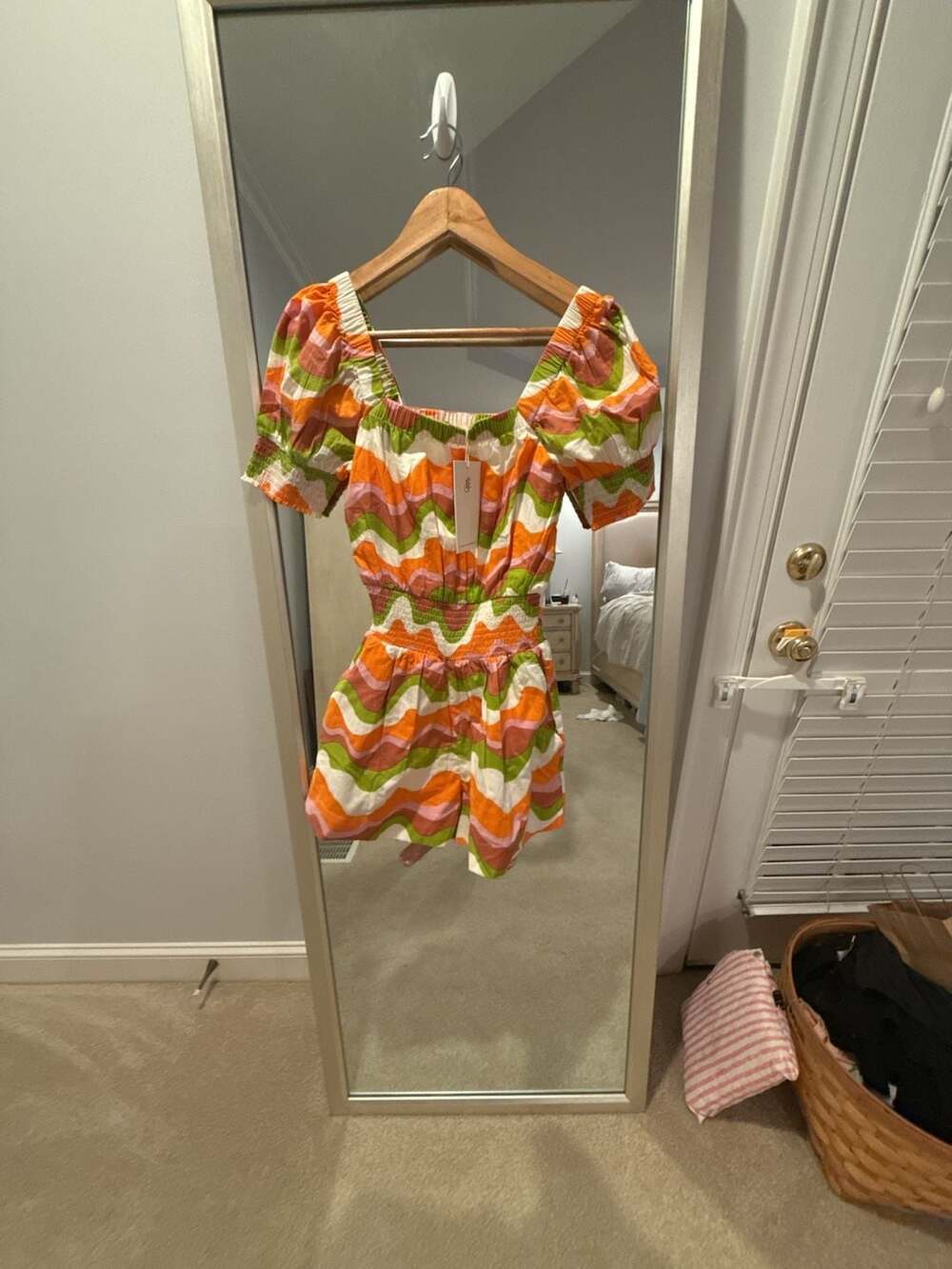 Elizabeth and James The Label Woven Retro Wavy Multicolor Smocked Romper Size XS